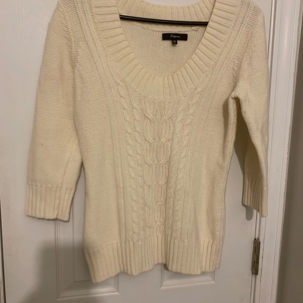 Elegant Cream V-Neck Sweater by Express